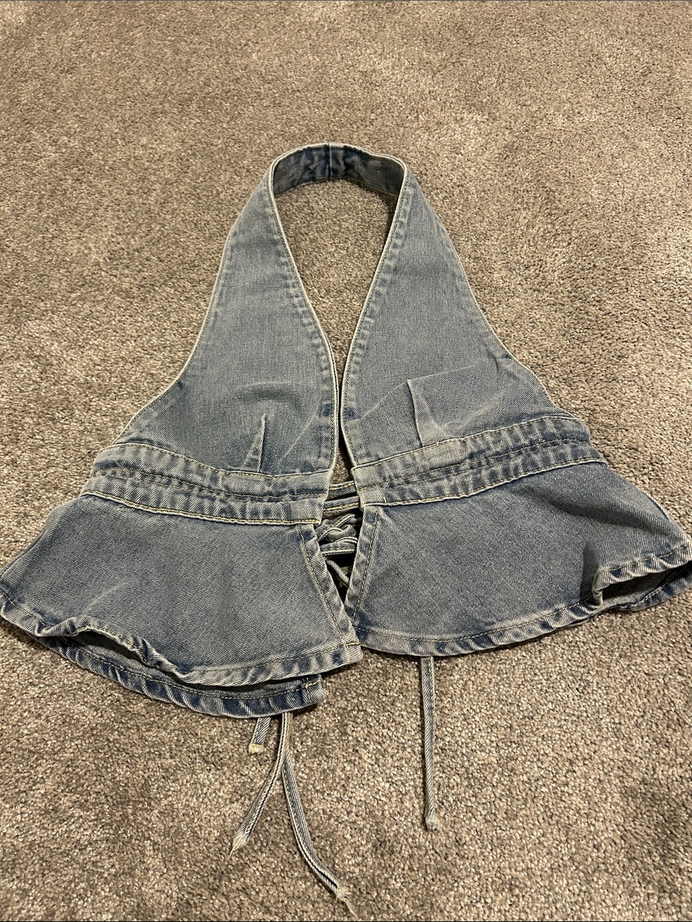 Light Blue Denim Halter Top